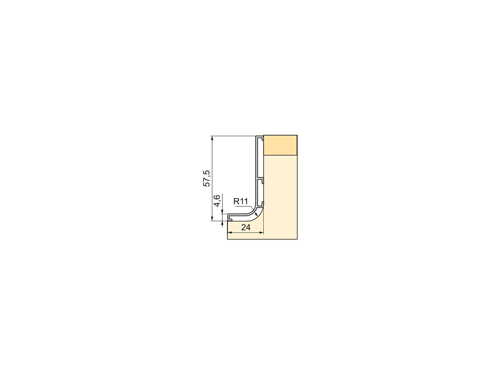 Profilo Gola Superiore mm.57,5x24,3 cm.390 Alluminio Verniciato Nero Opaco Ral 9005 | Emuca - immagine 3